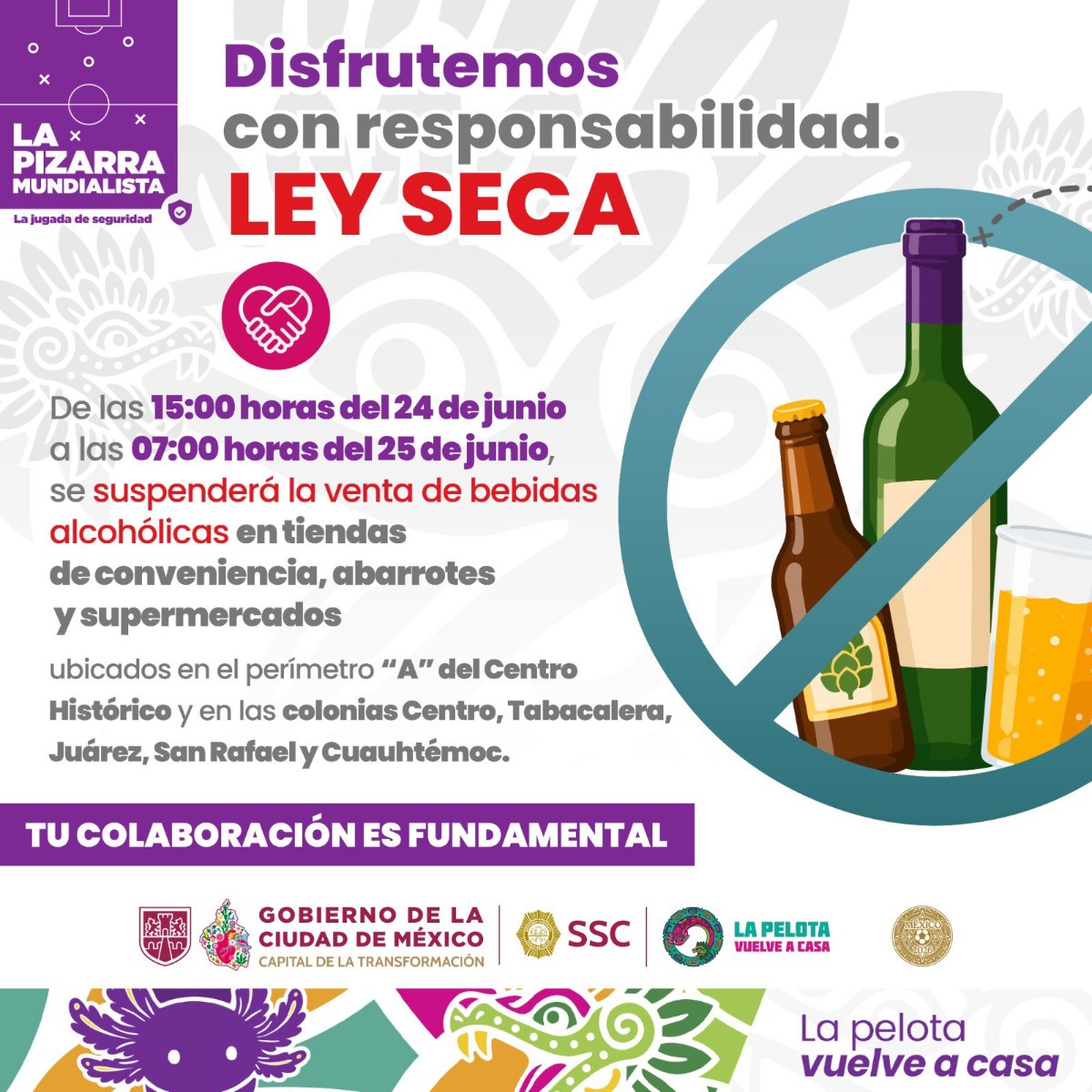 CDMX APLICARÁ LEY SECA EN ZONAS CLAVE POR EL MÉXICO VS CHEQUIA