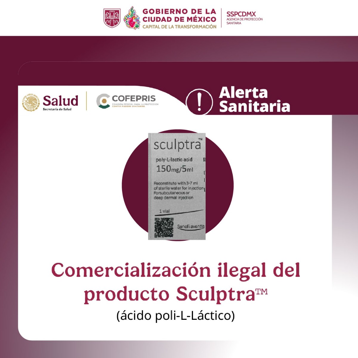 COFEPRIS EMITE ALERTA SANITARIA POR VENTA IRREGULAR DE “SCULPTRA” EN REDES SOCIALES